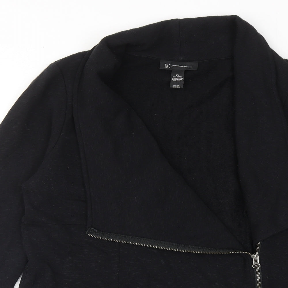 I.N.C Womens Black Cotton Jacket Size XL Zip