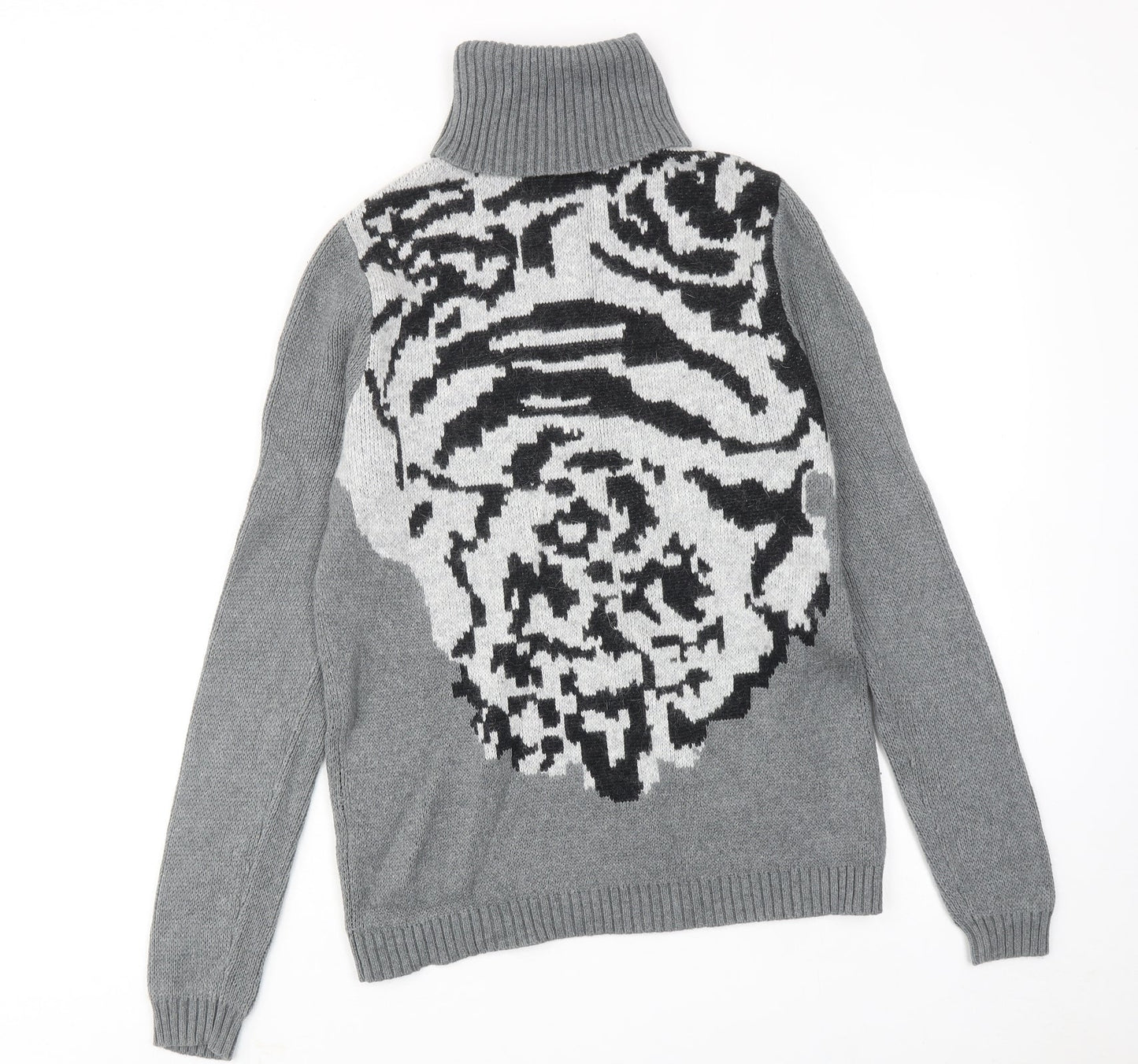 Gharani Strok Womens Grey Roll Neck Cotton Pullover Jumper Size 12
