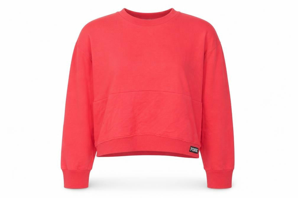 PINK Womens Red Cotton Pullover Sweatshirt Size L Pullover
