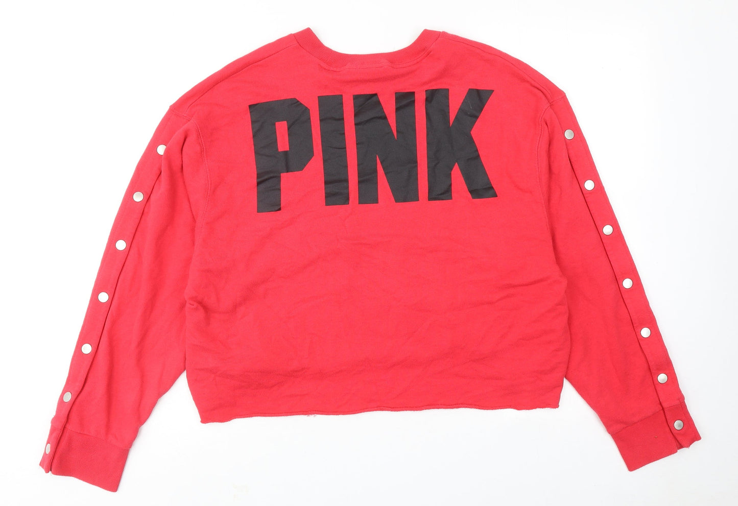 PINK Womens Red Cotton Pullover Sweatshirt Size L Pullover