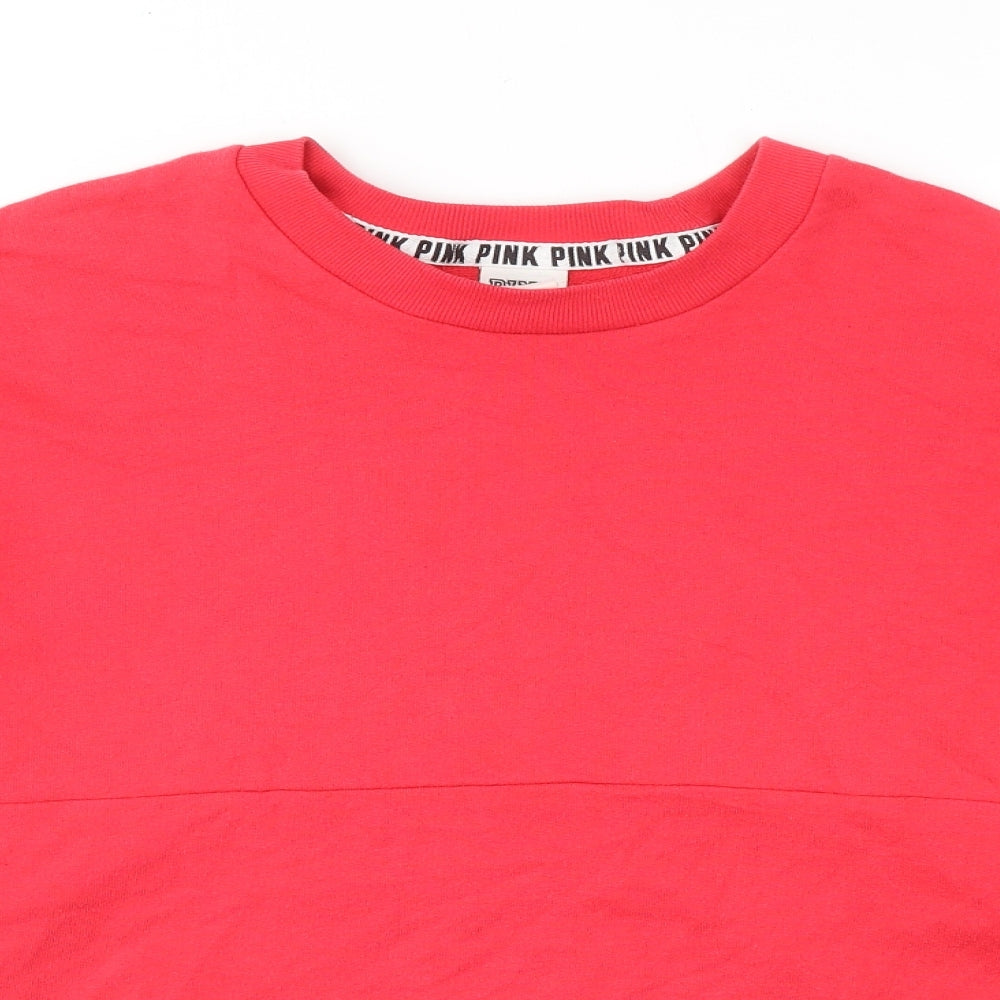 PINK Womens Red Cotton Pullover Sweatshirt Size L Pullover