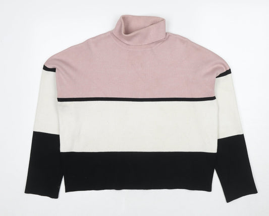New Look Womens Multicoloured Roll Neck Striped Viscose Pullover Jumper Size M