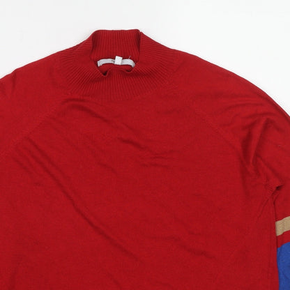 Next Mens Red High Neck Polyester Pullover Jumper Size S Long Sleeve
