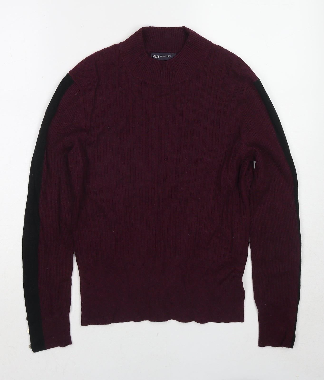 Marks and Spencer Womens Purple Round Neck Viscose Pullover Jumper Size 14