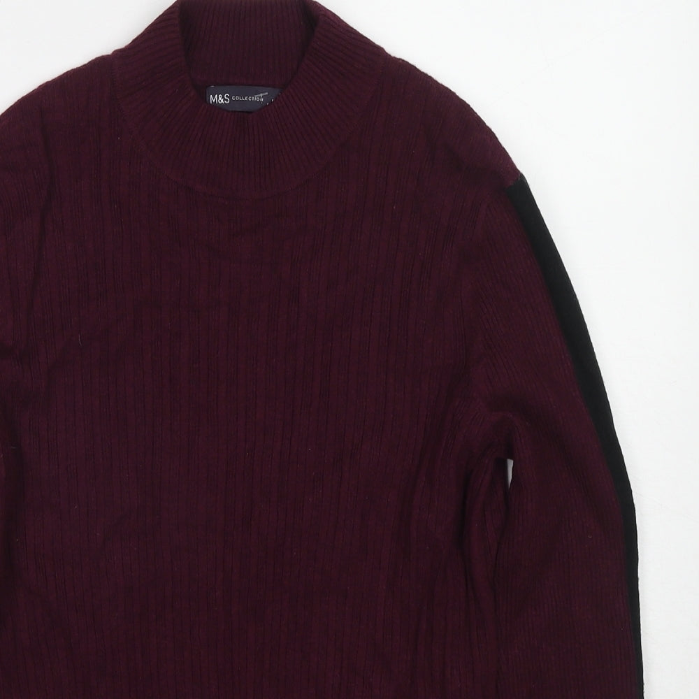 Marks and Spencer Womens Purple Round Neck Viscose Pullover Jumper Size 14