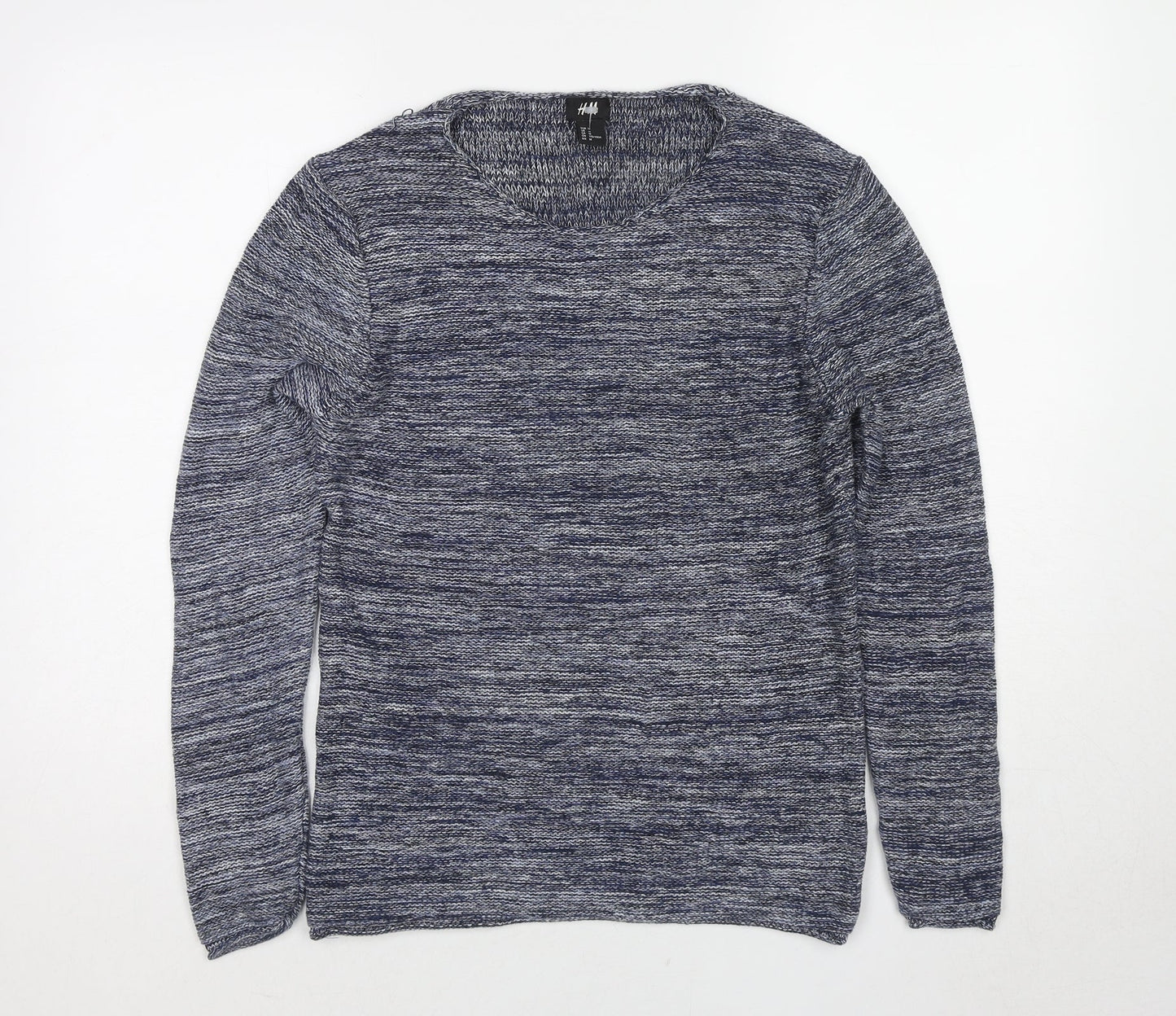 H&M Womens Blue Round Neck Cotton Pullover Jumper Size M