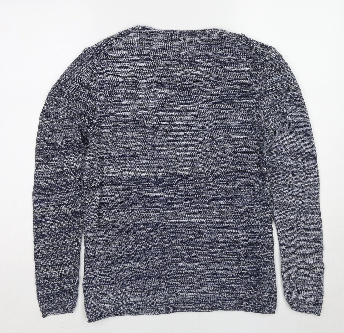 H&M Womens Blue Round Neck Cotton Pullover Jumper Size M