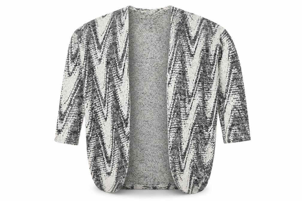 Oasis Womens Black V-Neck Geometric Polyamide Cardigan Jumper Size XS