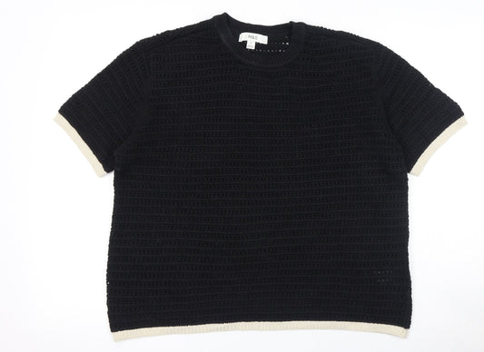 Marks and Spencer Womens Black Cotton Basic T-Shirt Size M Round Neck