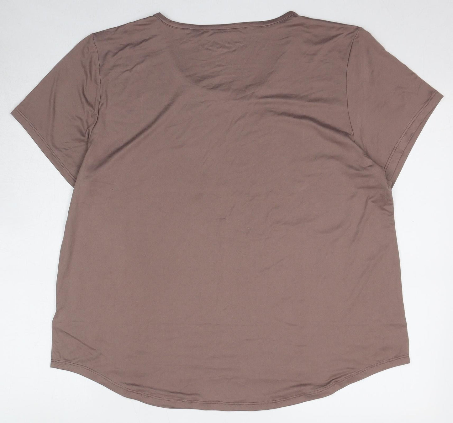 Carole Hochman Womens Brown Polyester Basic T-Shirt Size XL Round Neck