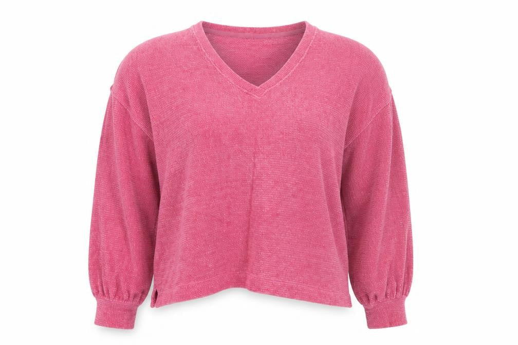 Marks & Spencer Womens Pink V-Neck Polyester Pullover Jumper Size L