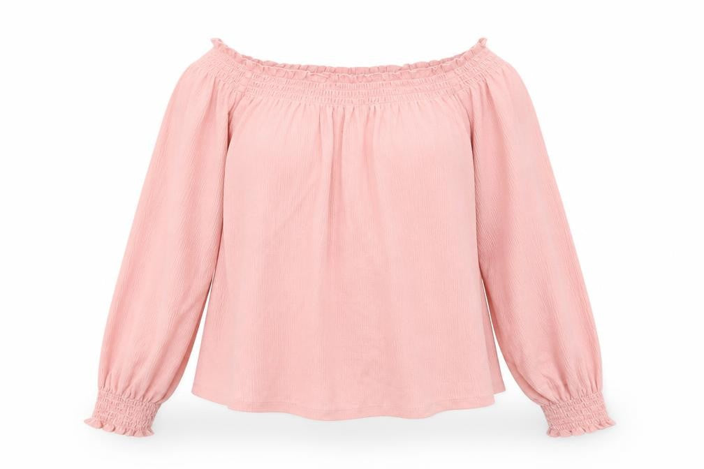H&M Womens Pink Polyester Basic Blouse Size S Boat Neck