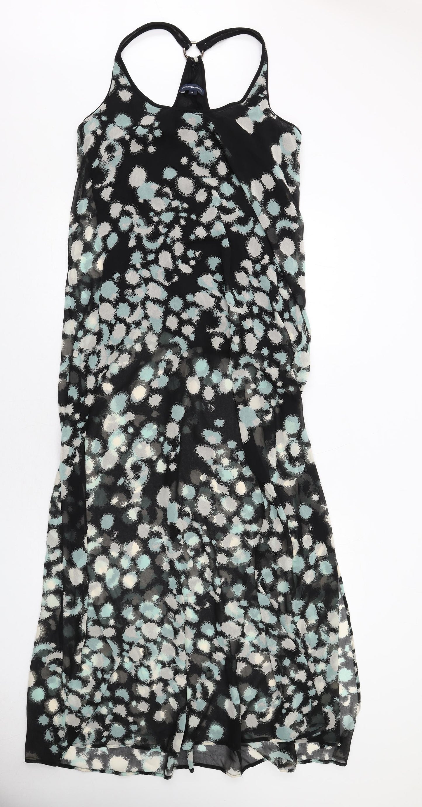 French Connection Womens Black Geometric Polyester Maxi Size M Round Neck Pullover