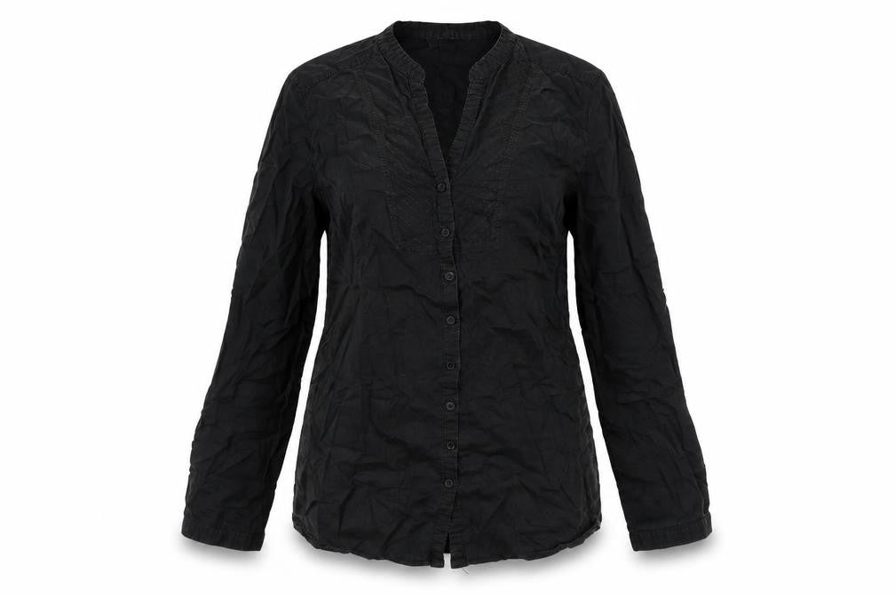 Bossini Womens Black Cotton Basic Button-Up Size M V-Neck