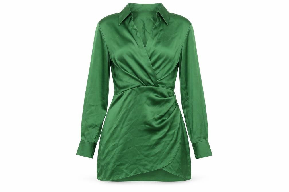 Zara Womens Green Polyester A-Line Size S Collared Zip