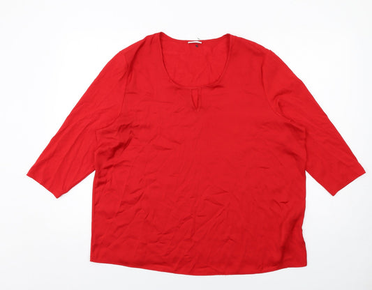 Gerry Weber Womens Red Polyester Basic T-Shirt Size 20 Scoop Neck