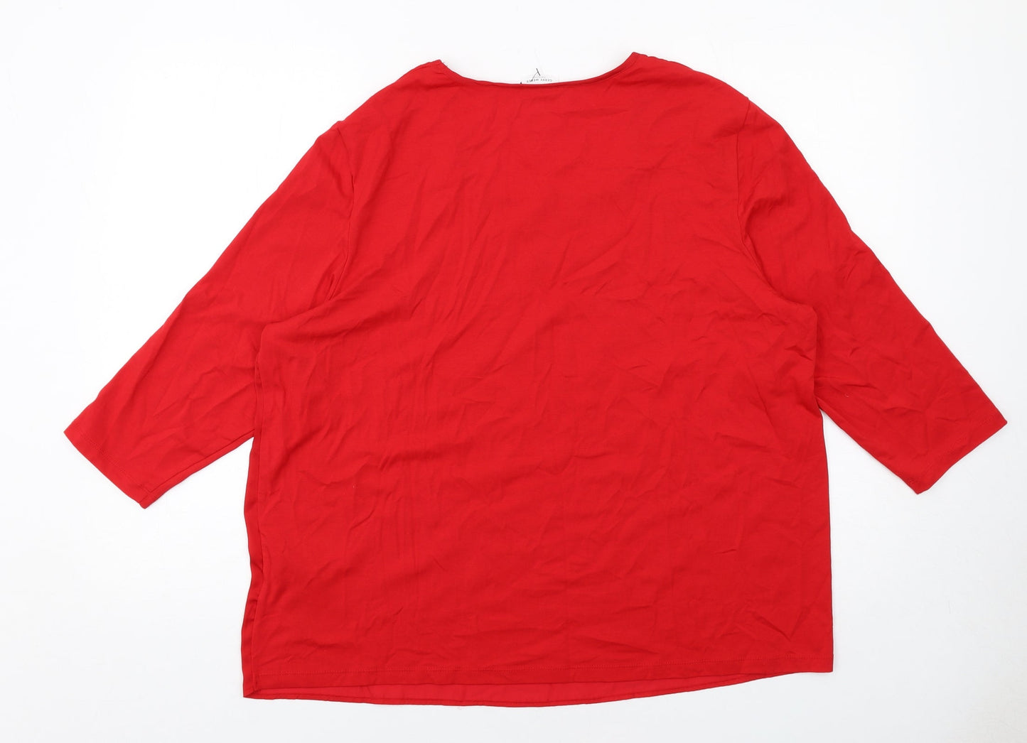 Gerry Weber Womens Red Polyester Basic T-Shirt Size 20 Scoop Neck