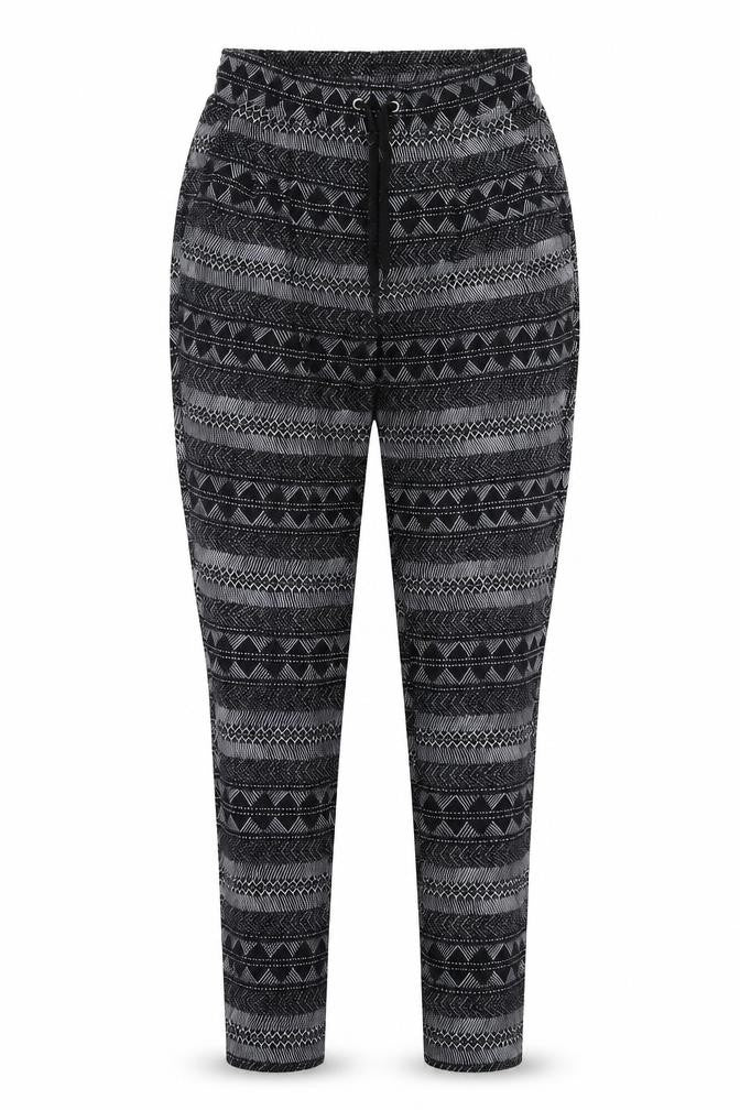 H&M Womens Black Geometric Polyester Jogger Trousers Size S Regular Drawstring