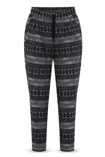 H&M Womens Black Geometric Polyester Jogger Trousers Size S Regular Drawstring