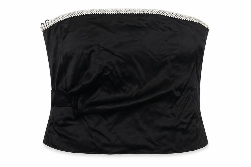 Zara Womens Black Viscose Cropped Blouse Size 2XL Square Neck - Strapless
