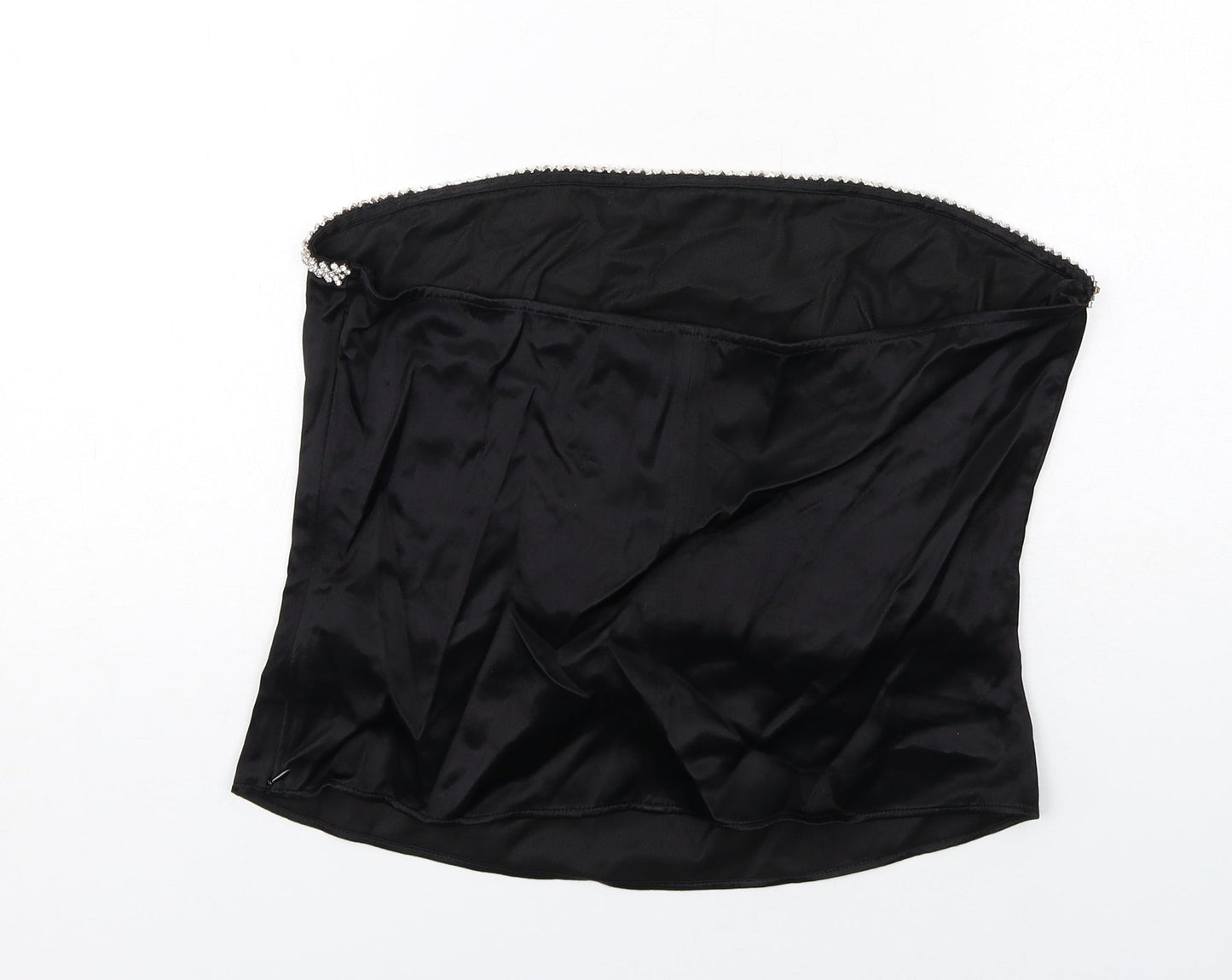Zara Womens Black Viscose Cropped Blouse Size 2XL Square Neck - Strapless