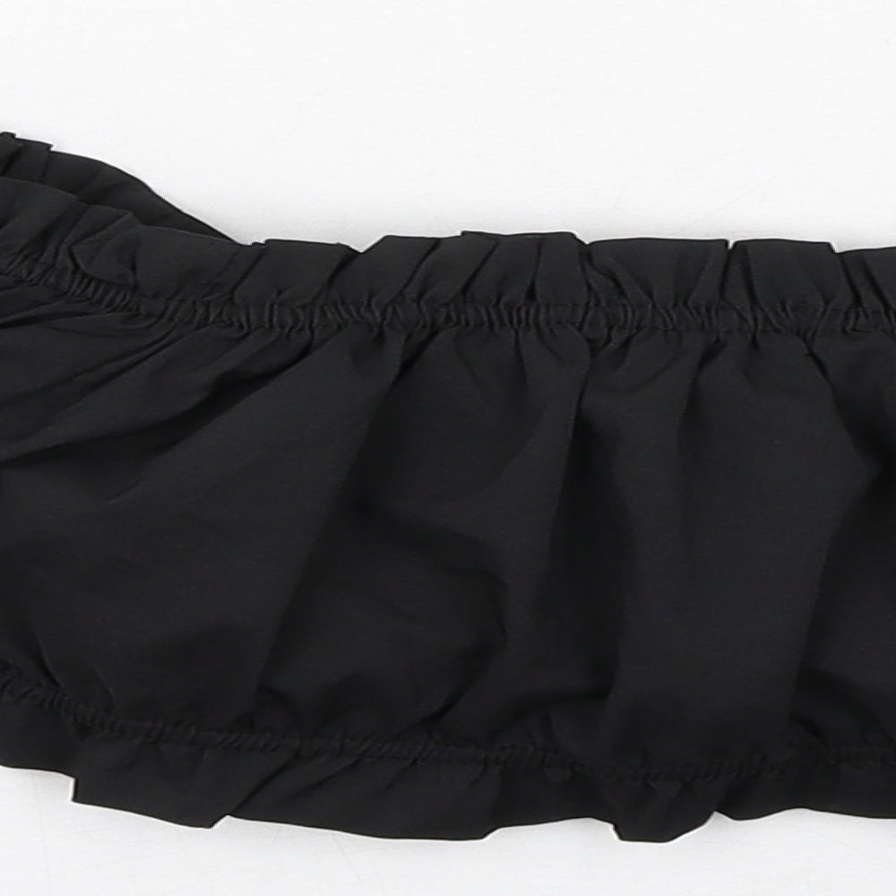PRETTYLITTLETHING Womens Black Polyester Cropped Blouse Size 10 Off the Shoulder - Tie Front Detail