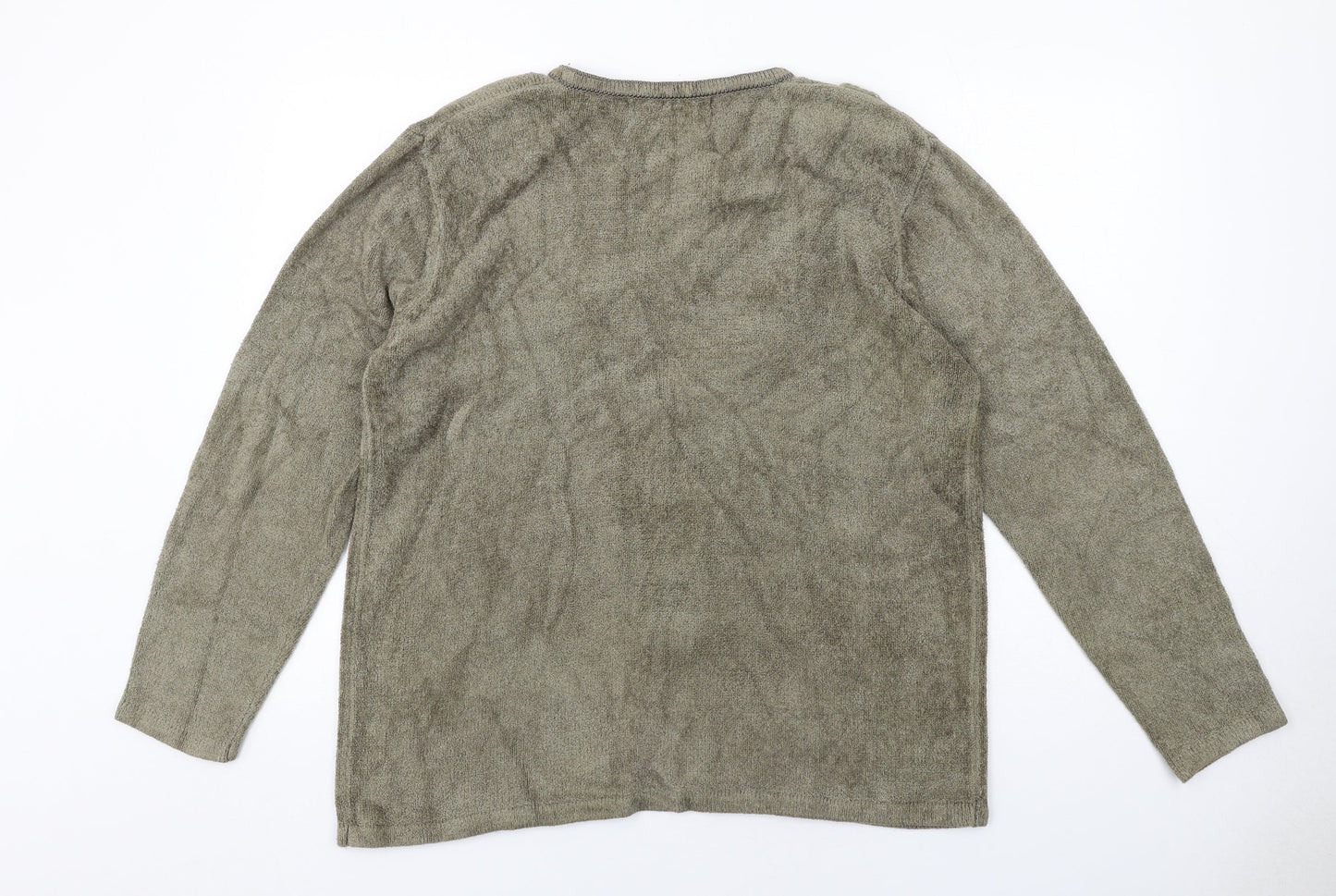 Roman Womens Green Round Neck Acrylic Cardigan Jumper Size M