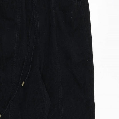 EWM Womens Black Cotton Jogger Trousers Size 12 Regular Tie