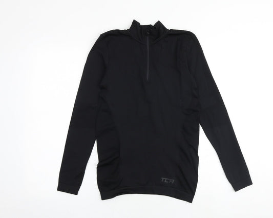 TCA Womens Black Polyester Pullover Casual Size S High Neck Zip