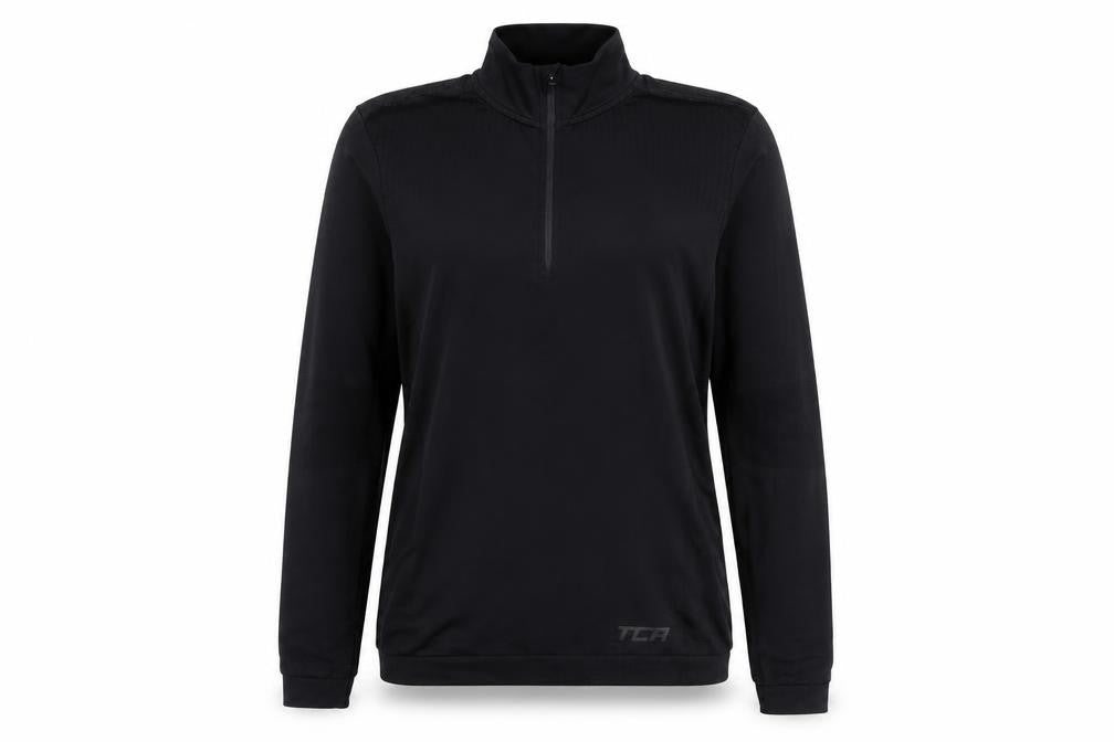 TCA Womens Black Polyester Pullover Casual Size S High Neck Zip