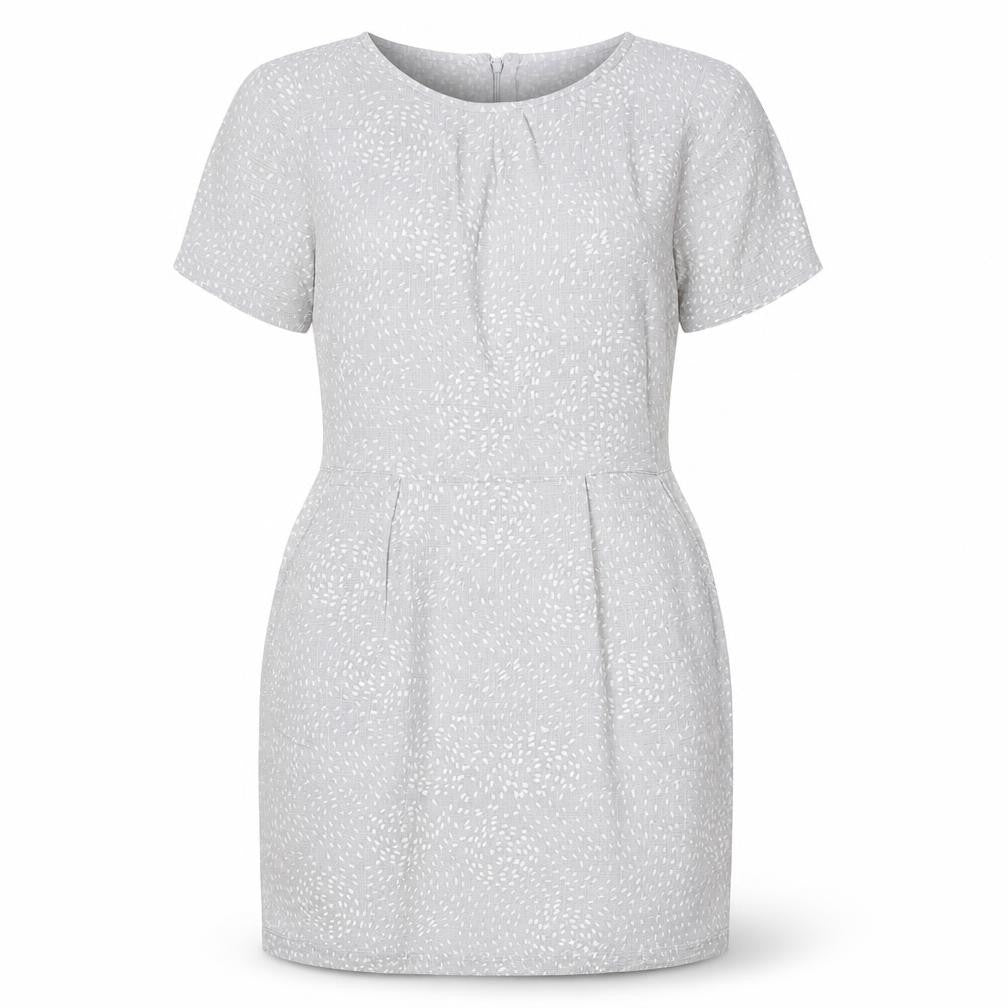 People Tree Womens Grey Geometric 100% Cotton Shift Size 14 Round Neck Zip