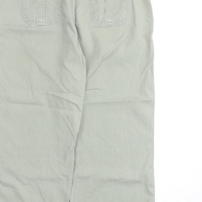 Brand and care label for Vintage Canvas women’s green cotton chino trousers, size UK 12, regular zip