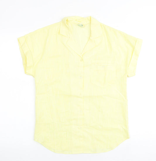 Canada Womens Yellow Polyester Basic Polo Size 10 Collared