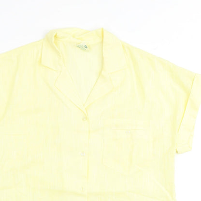 Close-up detail of Canada women’s yellow polyester basic polo, size UK 10, collared