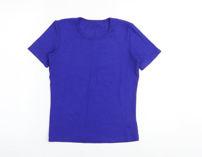 Marks & Spencer Womens Black Viscose Basic T-Shirt Size 8 Round Neck