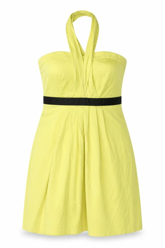 Select Womens Yellow Colourblock Polyester Mini Size 12 Sweetheart Zip