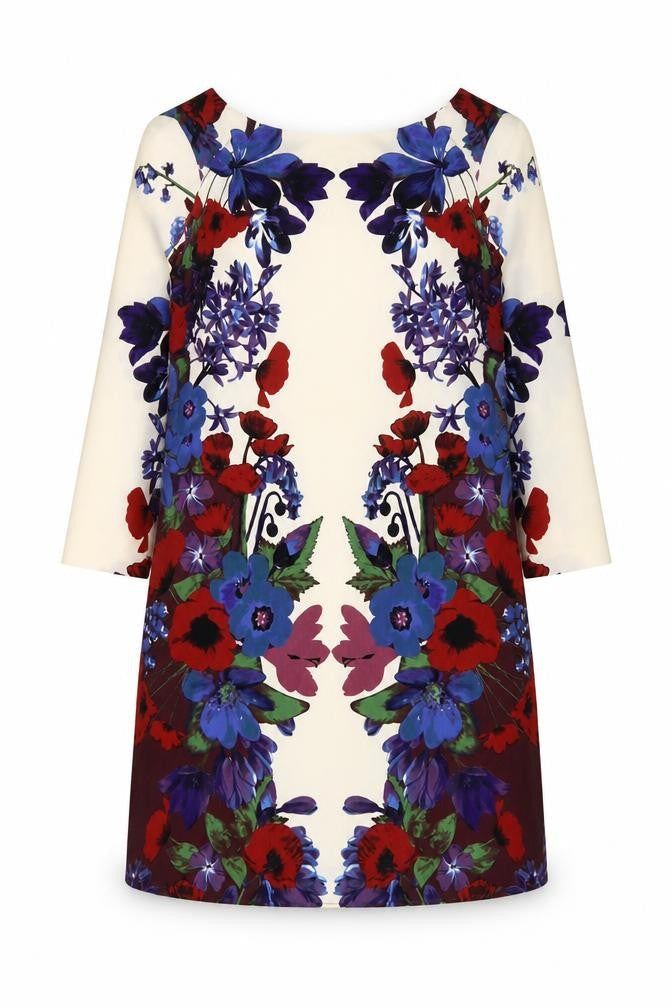 RJR.John Rocha Womens Multicoloured Floral Polyester Sheath Size 8 Round Neck Pullover