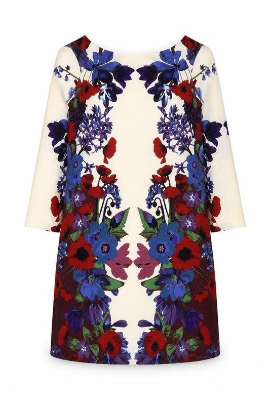 RJR.John Rocha Womens Multicoloured Floral Polyester Sheath Size 8 Round Neck Pullover