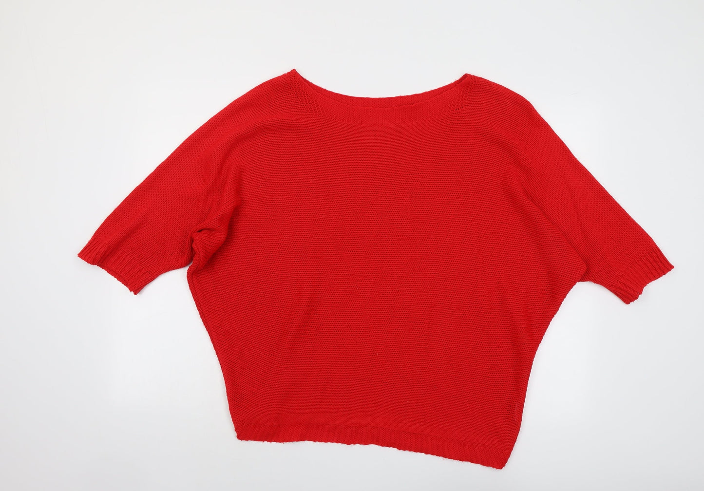 Isabella D. Womens Red Round Neck Acrylic Pullover Jumper Size M
