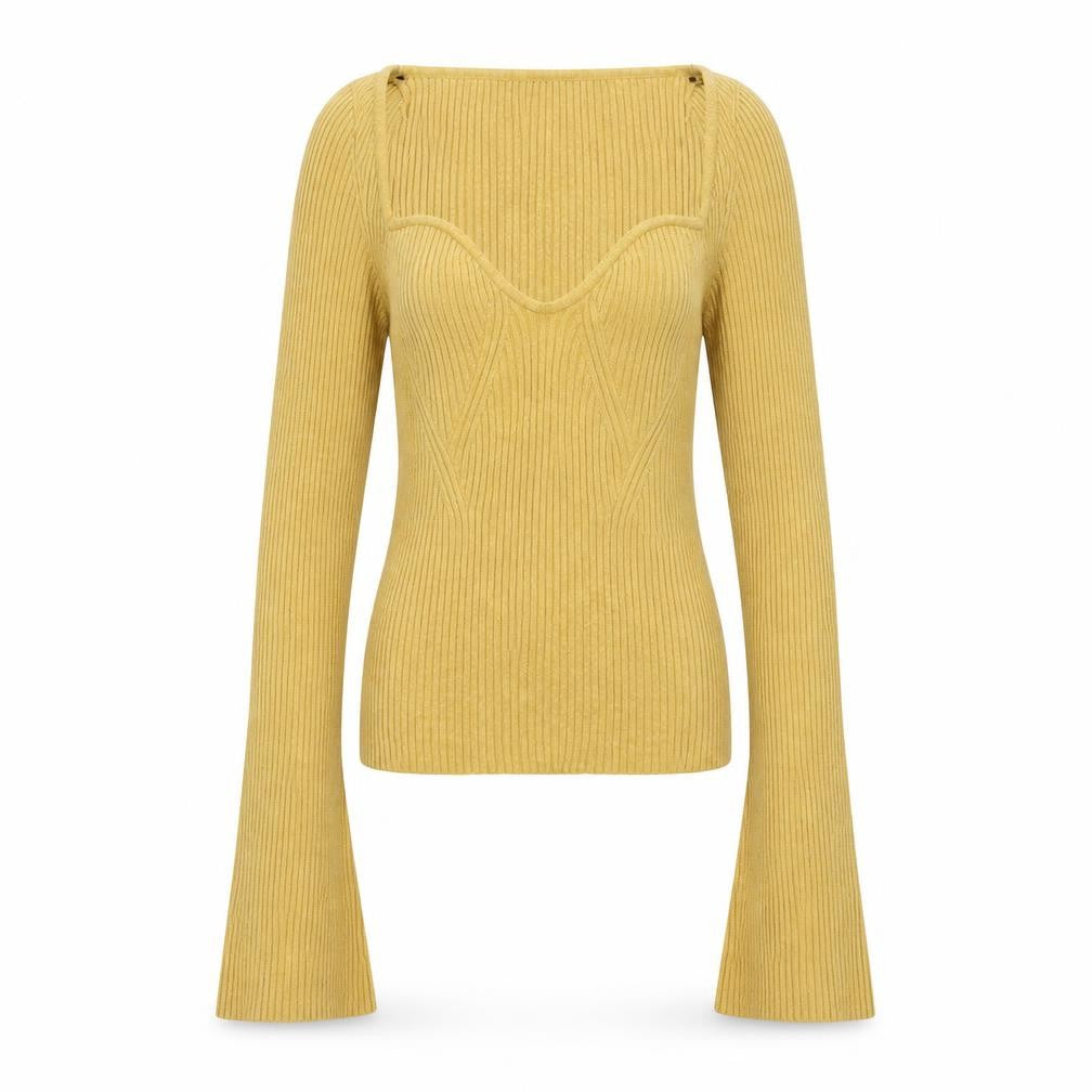 H&M Womens Yellow Scoop Neck Viscose Pullover Jumper Size M
