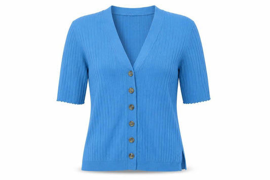 Marks & Spencer Womens Blue V-Neck Acrylic Cardigan Jumper Size XS