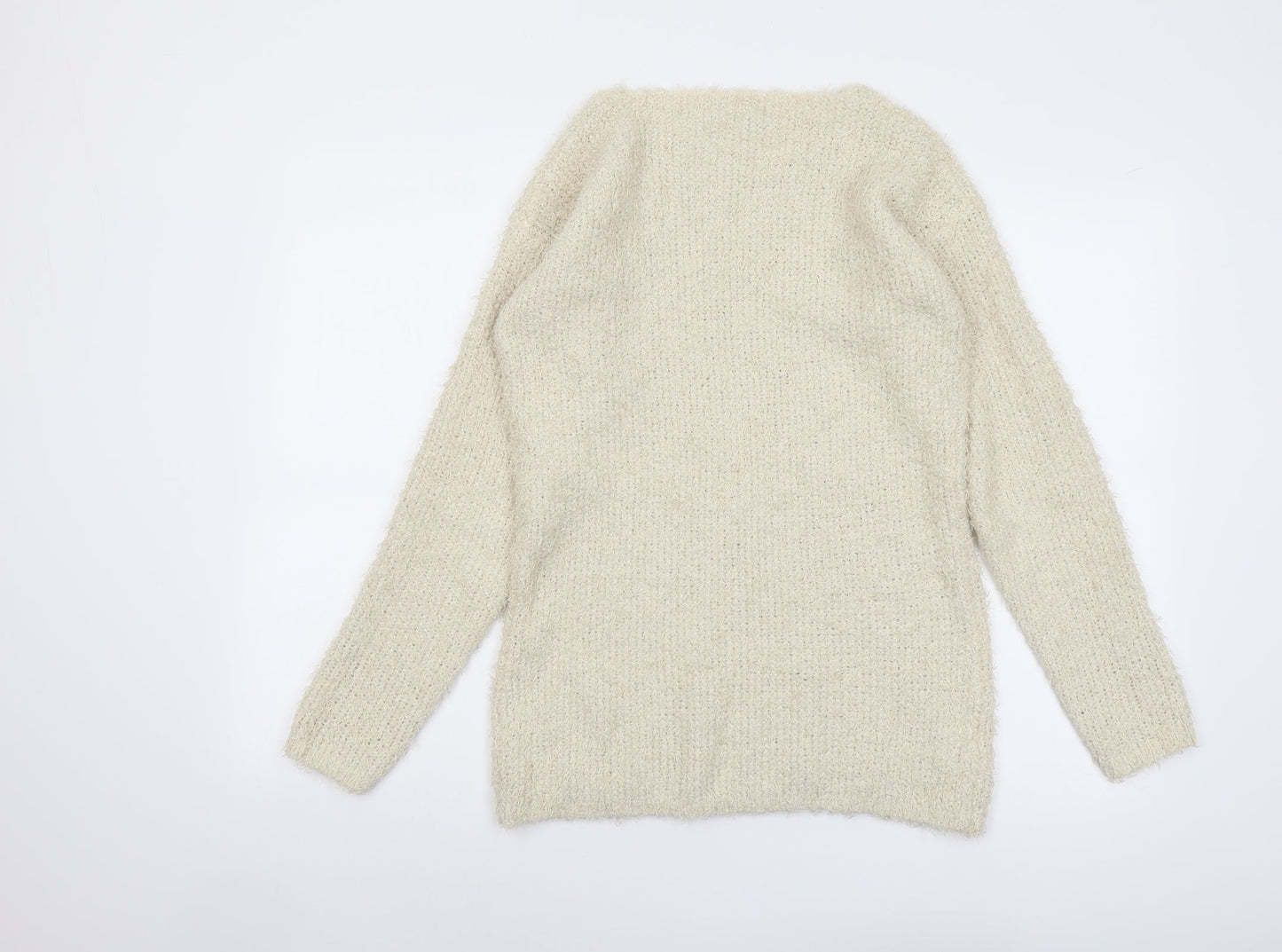 NEXT Womens Beige Round Neck Polyester Pullover Jumper Size 10