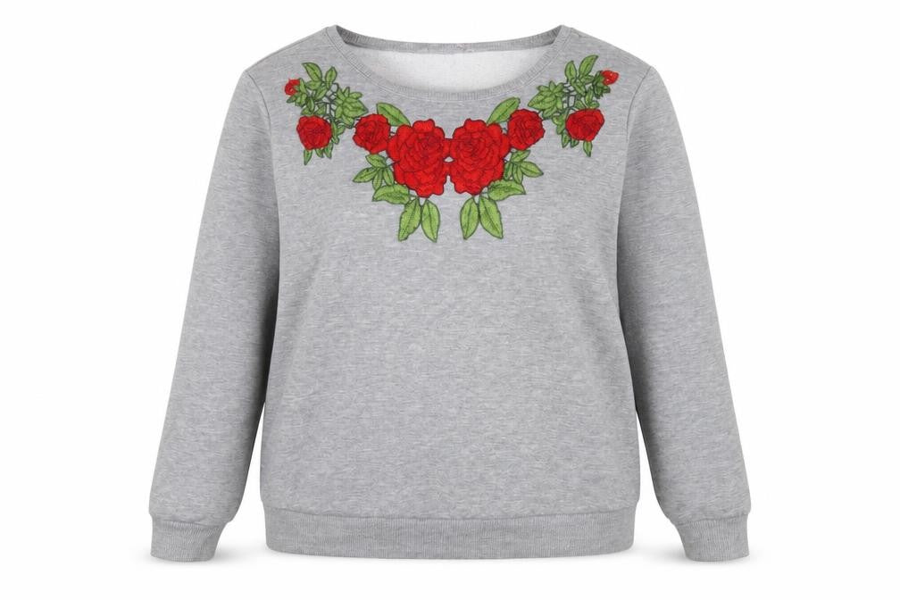 Red Herring Womens Grey Polyester Pullover Sweatshirt Size 14 Pullover - Flower detail