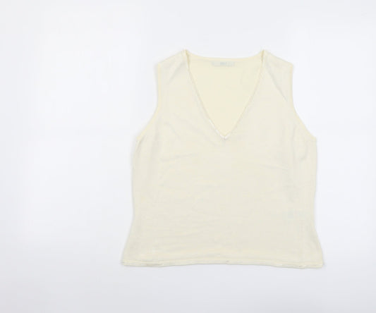 Marks and Spencer Womens Ivory Viscose Basic Tank Size 14 V-Neck