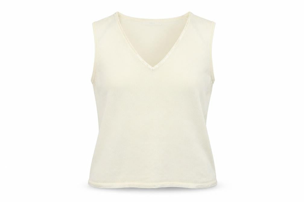 Marks & Spencer Womens Ivory Viscose Basic Tank Size 14 V-Neck