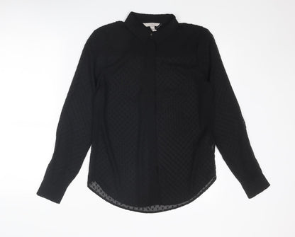 H&M Womens Black Polka Dot Polyester Basic Button-Up Size XS Collared - Textured