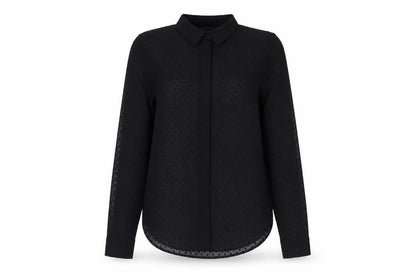H&M Womens Black Polka Dot Polyester Basic Button-Up Size XS Collared - Textured