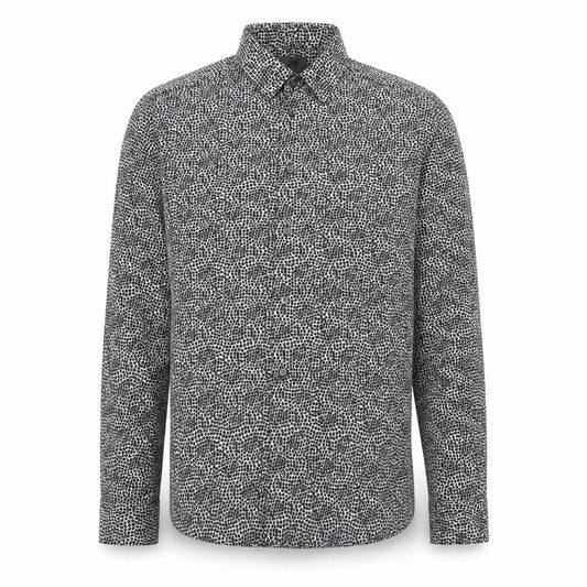 H&M Mens Black Geometric Cotton Button-Up Size M Collared Button