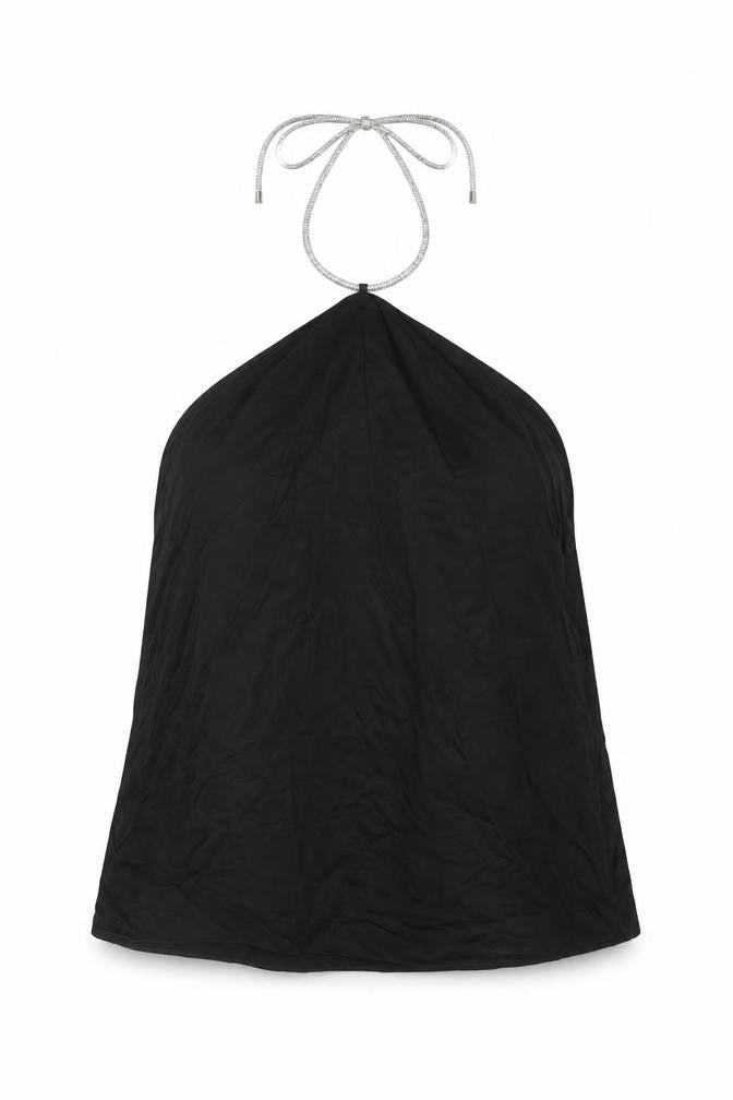 H&M Womens Black Viscose Basic Blouse Size S Halter