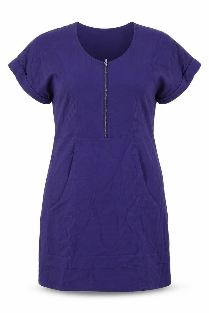 Sandwich Womens Purple Polyester A-Line Size 12 Round Neck Zip